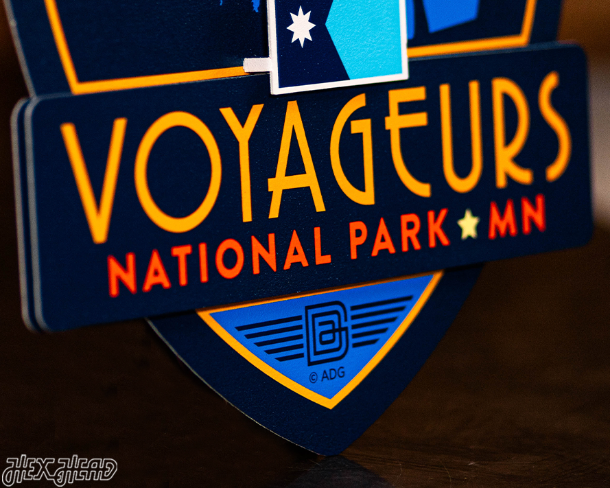Voyageurs National Park Badge 3D Metal Wall Art