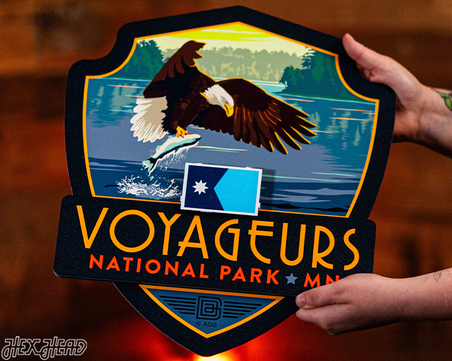 Voyageurs National Park Badge 3D Metal Wall Art