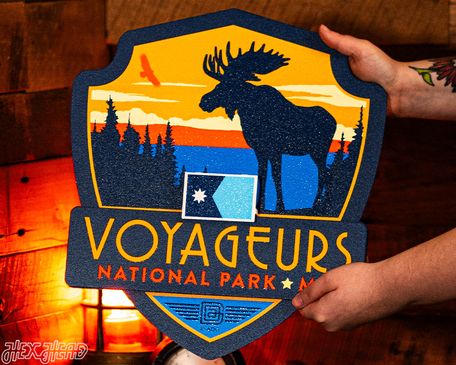 Voyageurs National Park Badge 3D Metal Wall Art
