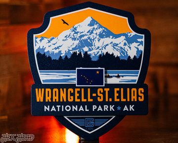 Wrangell-St. Elias National Park Badge 3D Metal Wall Art