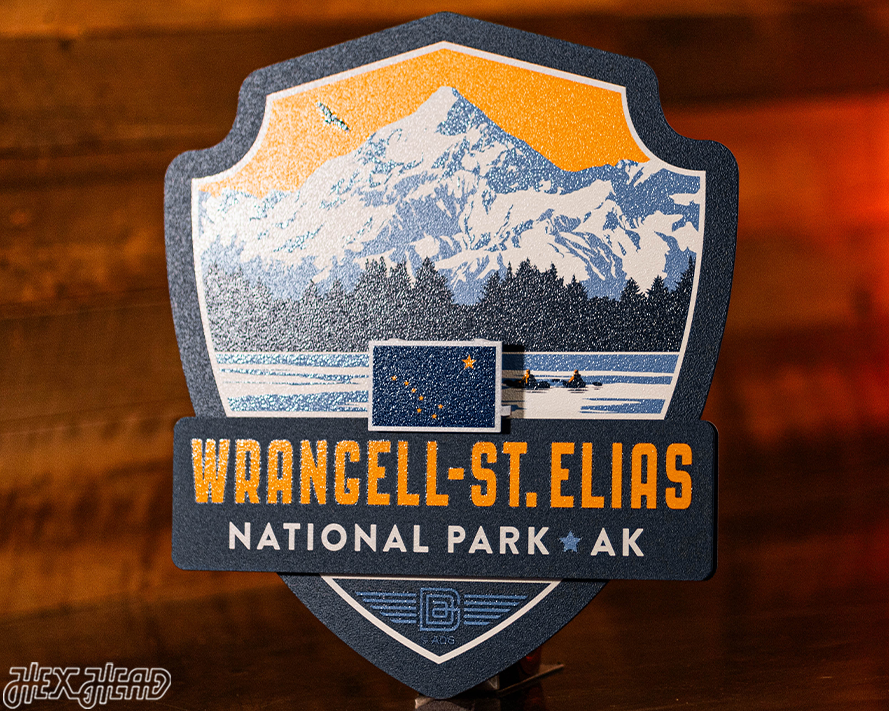 Wrangell-St. Elias National Park Badge 3D Metal Wall Art