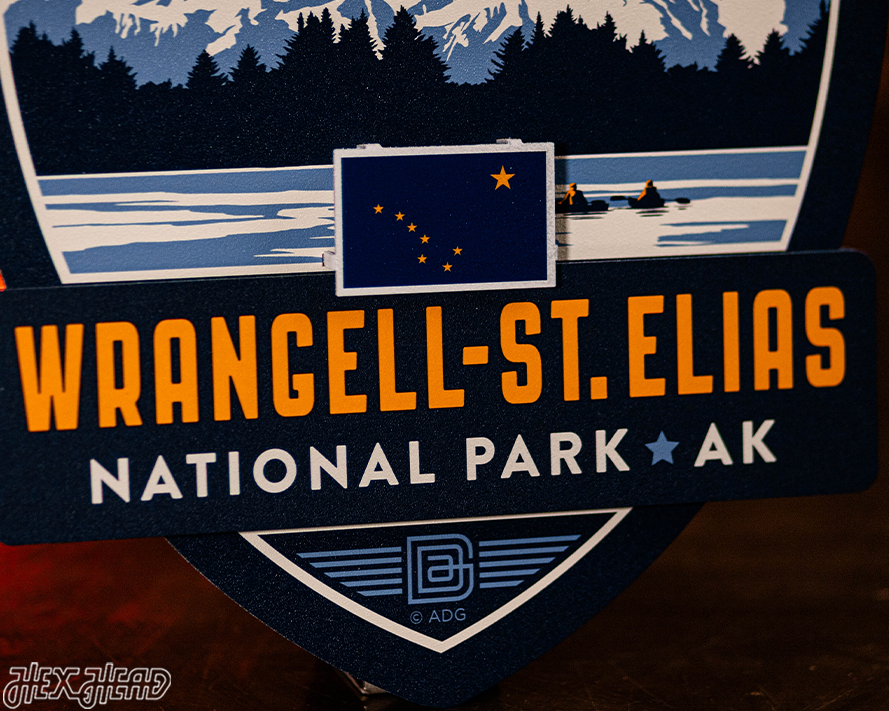 Wrangell-St. Elias National Park Badge 3D Metal Wall Art