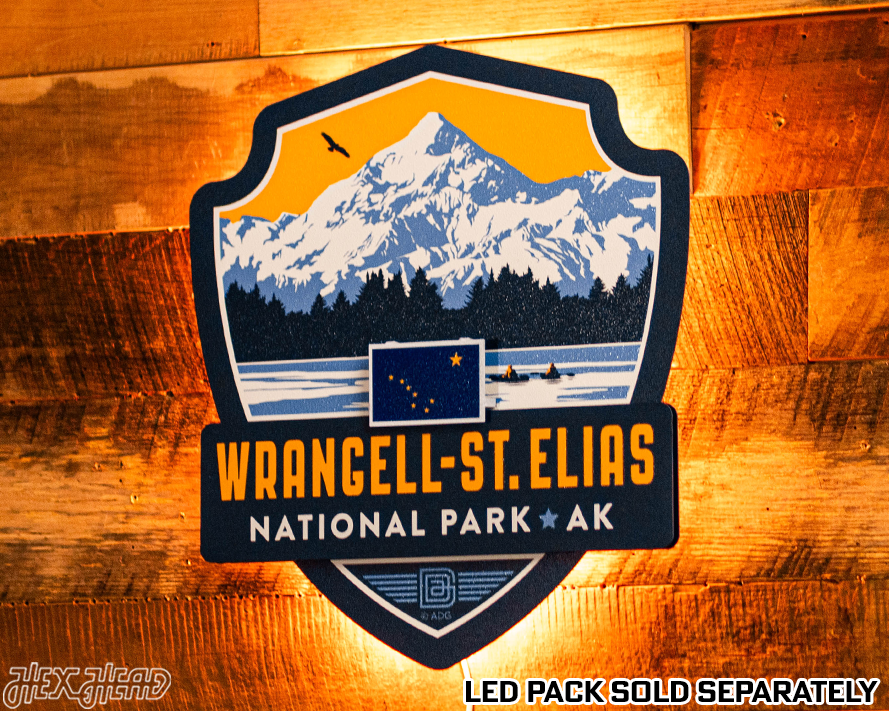 Wrangell-St. Elias National Park Badge 3D Metal Wall Art