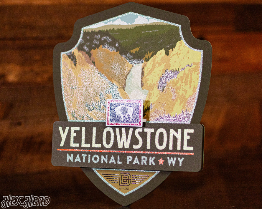 Yellowstone National Park Badge 3D Metal Wall Art