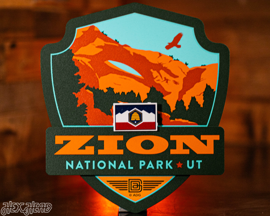 Zion National Park Badge 3D Metal Wall Art