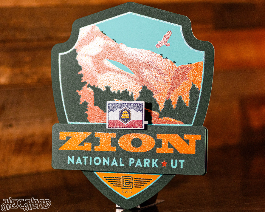 Zion National Park Badge 3D Metal Wall Art
