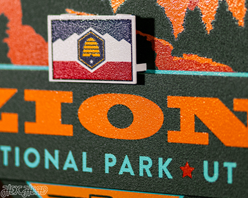 Zion National Park Badge 3D Metal Wall Art