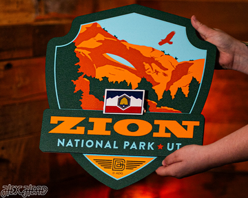 Zion National Park Badge 3D Metal Wall Art