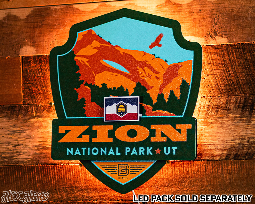 Zion National Park Badge 3D Metal Wall Art