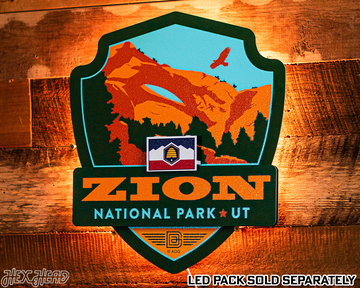 Zion National Park Badge 3D Metal Wall Art