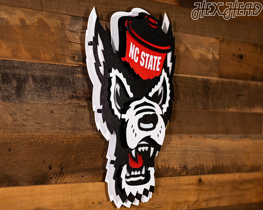 North Carolina State Wolfpack Mascot 3D Vintage Metal Wall Art