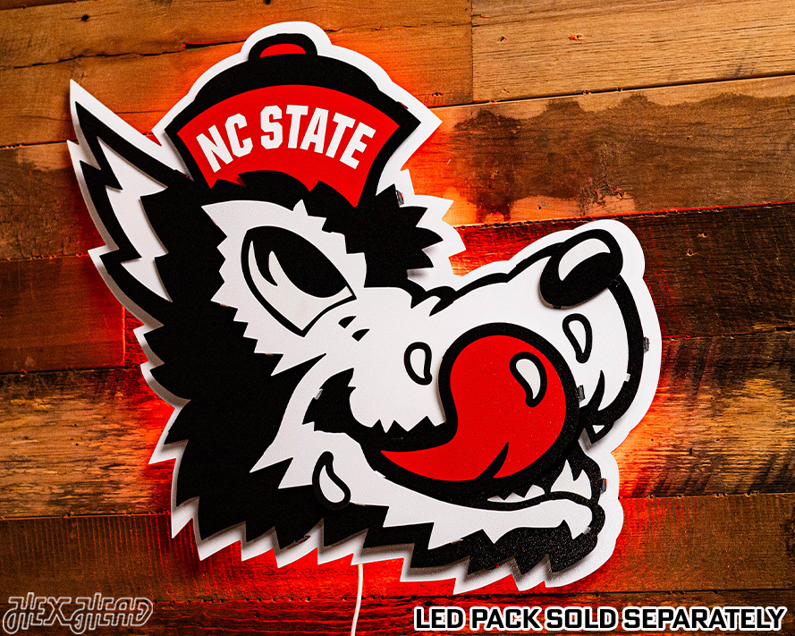 North Carolina State "Slobbering Wolf" 3D Vintage Metal Wall Art