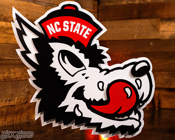 North Carolina State "Slobbering Wolf" 3D Vintage Metal Wall Art