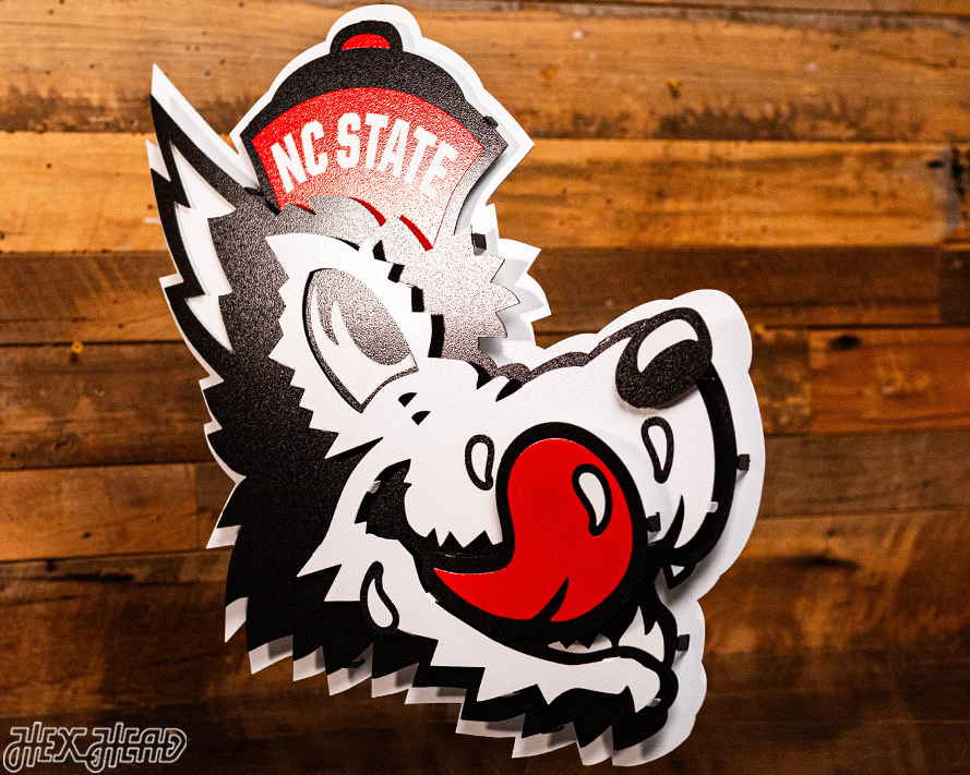 North Carolina State "Slobbering Wolf" 3D Vintage Metal Wall Art