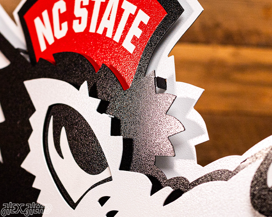 North Carolina State "Slobbering Wolf" 3D Vintage Metal Wall Art