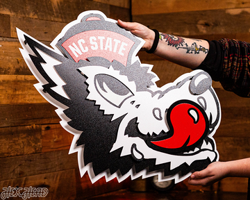 North Carolina State "Slobbering Wolf" 3D Vintage Metal Wall Art