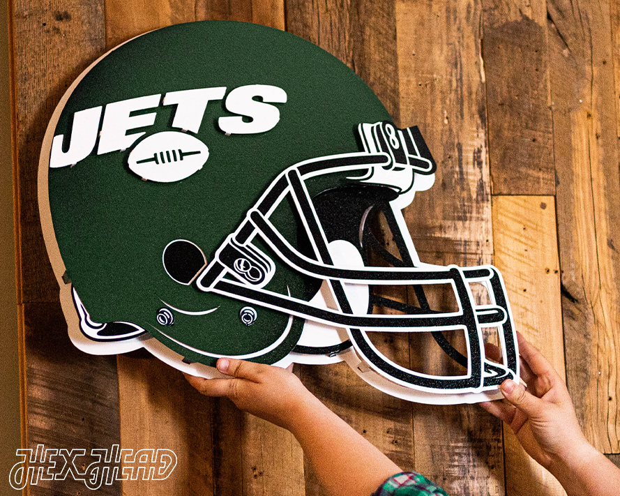 CLOSE OUT -- New York Jets BLITZ Collection 8 Layer Helmet 3D Vintage Metal Wall Art