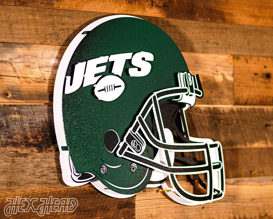 CLOSE OUT -- New York Jets BLITZ Collection 8 Layer Helmet 3D Vintage Metal Wall Art