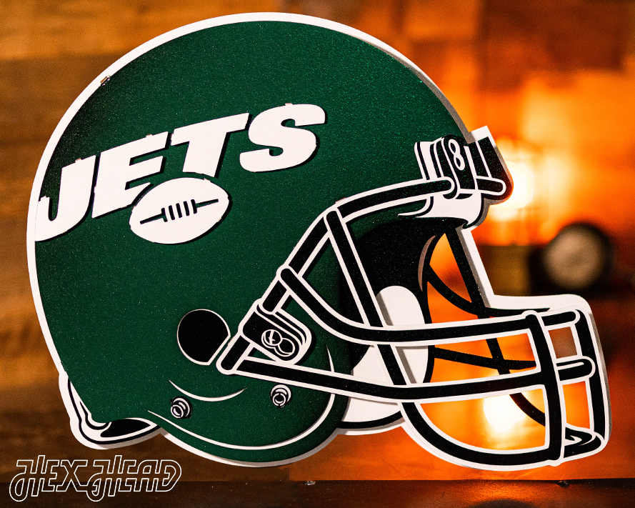 CLOSE OUT -- New York Jets BLITZ Collection 8 Layer Helmet 3D Vintage Metal Wall Art