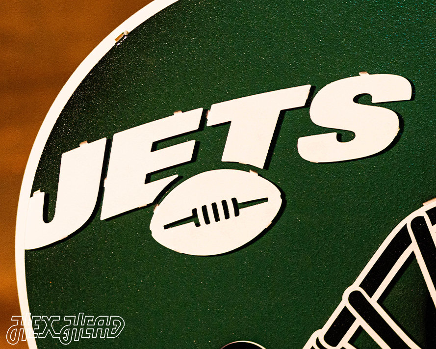 CLOSE OUT -- New York Jets BLITZ Collection 8 Layer Helmet 3D Vintage Metal Wall Art