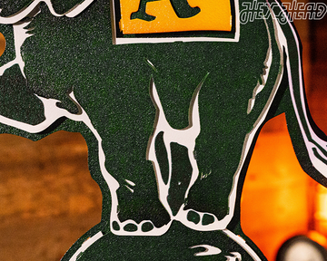 Oakland A's Green Elephant "STOMPER" 3D Vintage Metal Wall Art