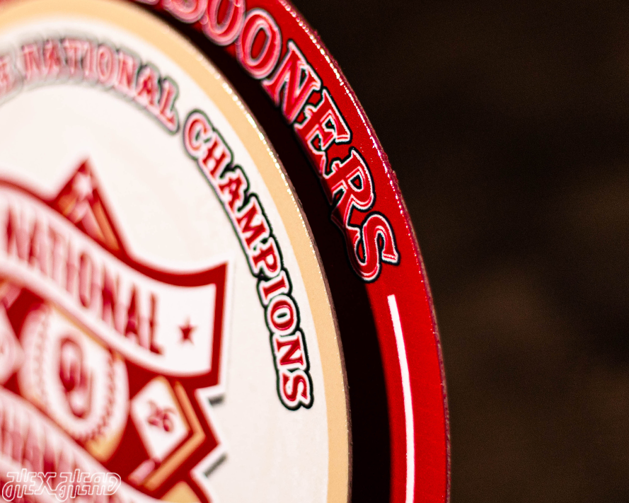 8" Oklahoma Sooners 2026 Baseball National Champions "Double Play" On the Shelf or on the Wall Art