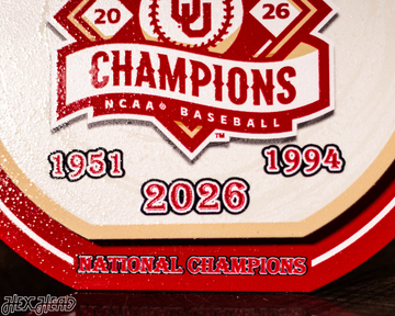 8" Oklahoma Sooners 2026 Baseball National Champions "Double Play" On the Shelf or on the Wall Art