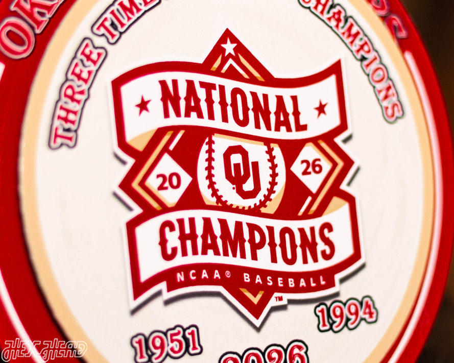 8" Oklahoma Sooners 2026 Baseball National Champions "Double Play" On the Shelf or on the Wall Art