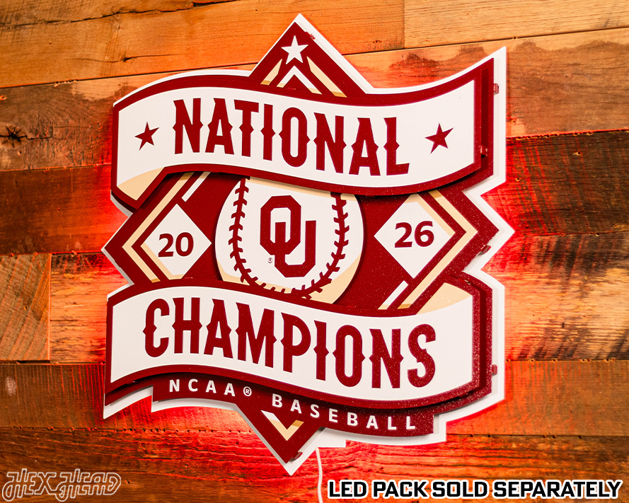 Oklahoma Sooners 2026 Baseball National Champions 3D Metal Wall Art