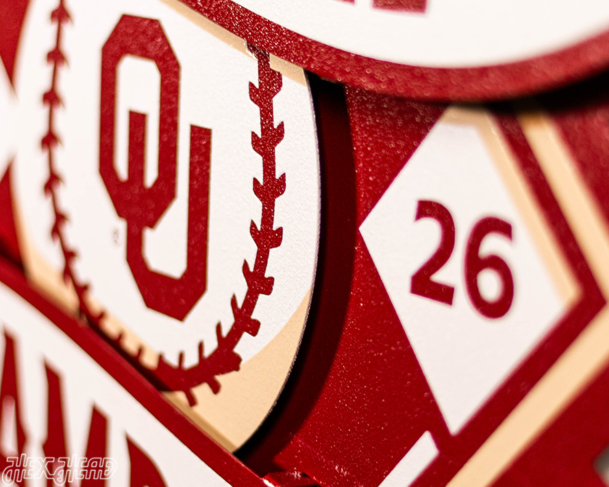 Oklahoma Sooners 2026 Baseball National Champions 3D Metal Wall Art