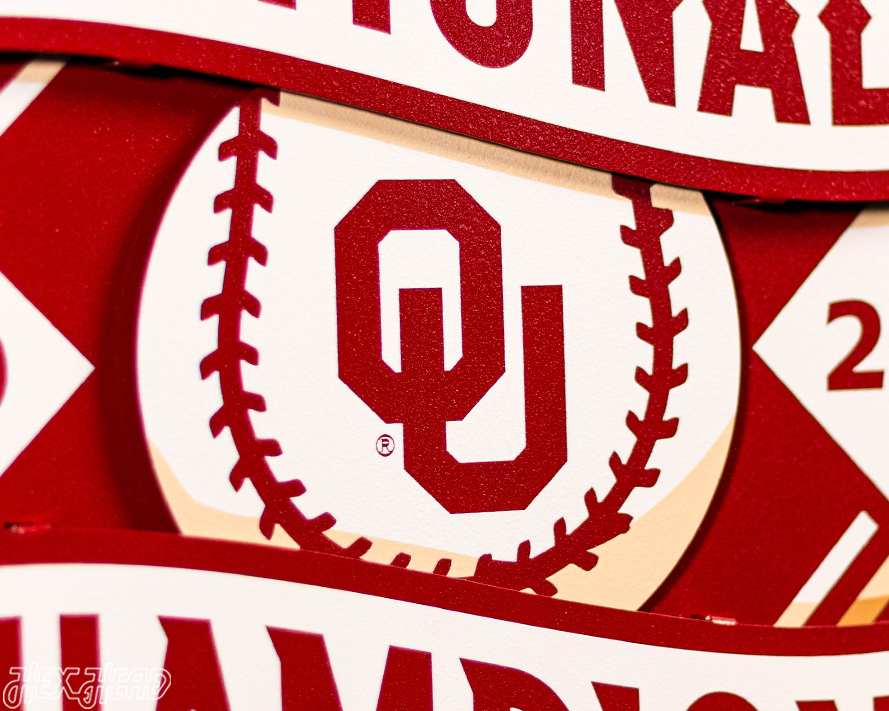 Oklahoma Sooners 2026 Baseball National Champions 3D Metal Wall Art