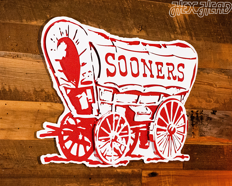 Oklahoma Sooner Schooner Vintage Metal Art – Hex Head Art