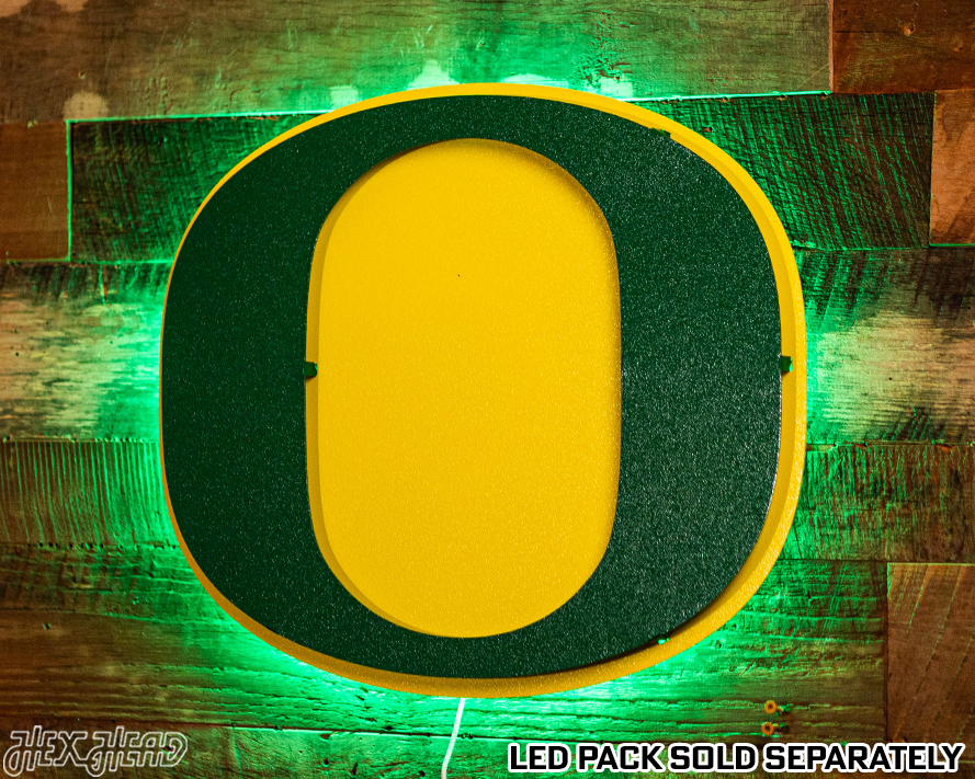 Oregon Ducks Classic "O" Green on Yellow 3D Vintage Metal Wall Art