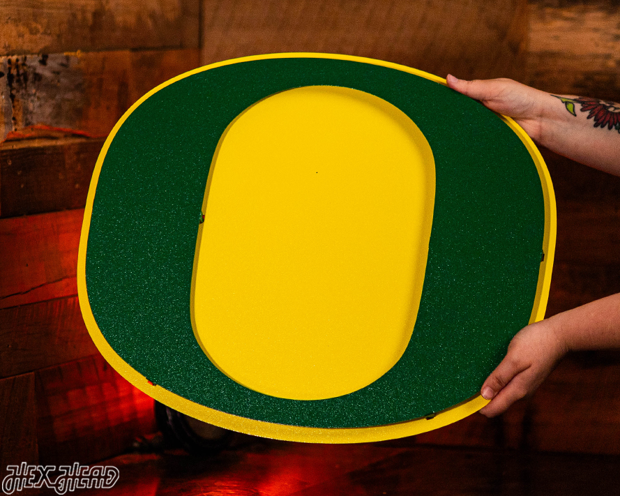Oregon Ducks Classic "O" Green on Yellow 3D Vintage Metal Wall Art