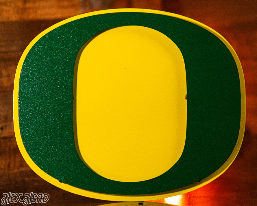 Oregon Ducks Classic "O" Green on Yellow 3D Vintage Metal Wall Art