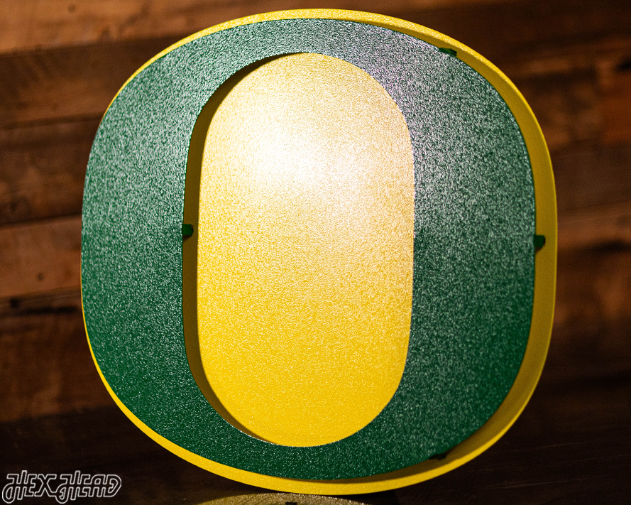 Oregon Ducks Classic "O" Green on Yellow 3D Vintage Metal Wall Art