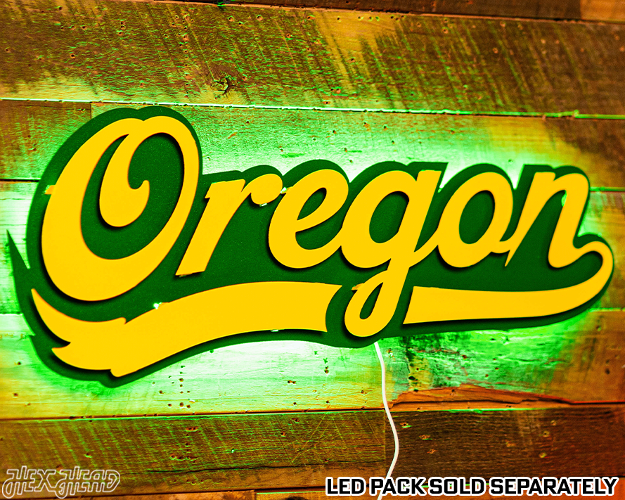 Oregon Ducks  Script 3D Vintage Metal Wall Art