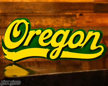 Oregon Ducks  Script 3D Vintage Metal Wall Art