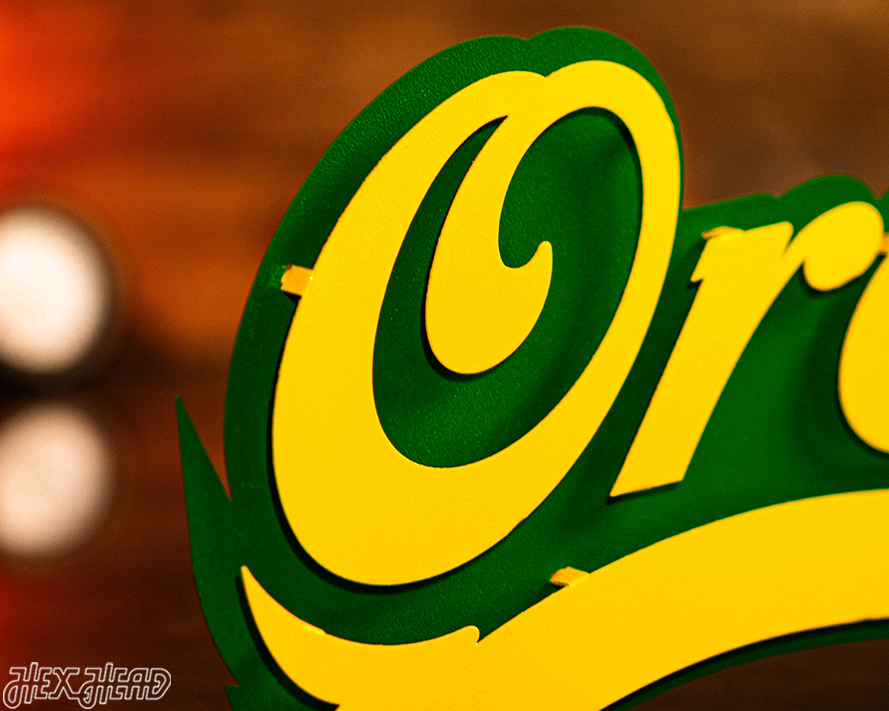 Oregon Ducks  Script 3D Vintage Metal Wall Art