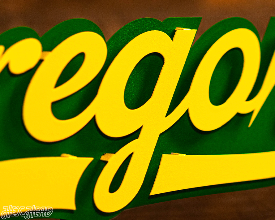 Oregon Ducks  Script 3D Vintage Metal Wall Art
