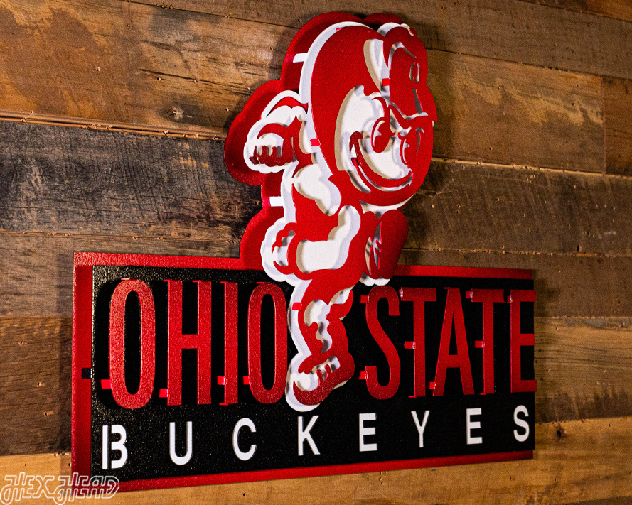 The Ohio State "Brutus" 3D Metal Artwork