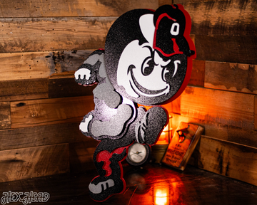 Ohio State "Brutus" Mascot 3D Vintage Metal Wall Art