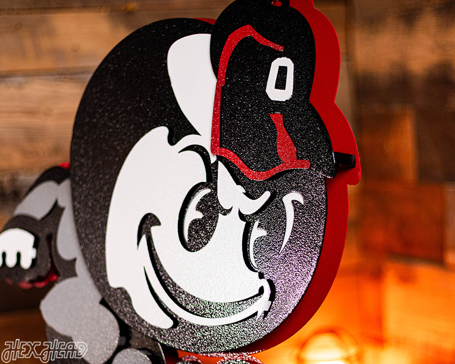 Ohio State "Brutus" Mascot 3D Vintage Metal Wall Art