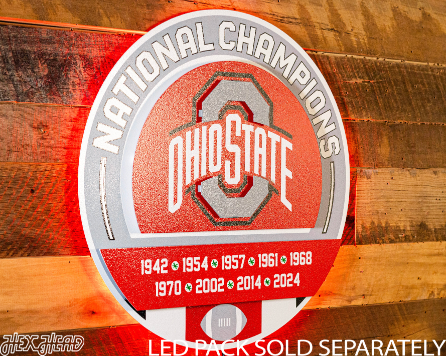 Ohio State Buckeyes DYNASTY - 2024 National Championship w/ Replaceable Icon Plate 3D Vintage Metal Wall Art