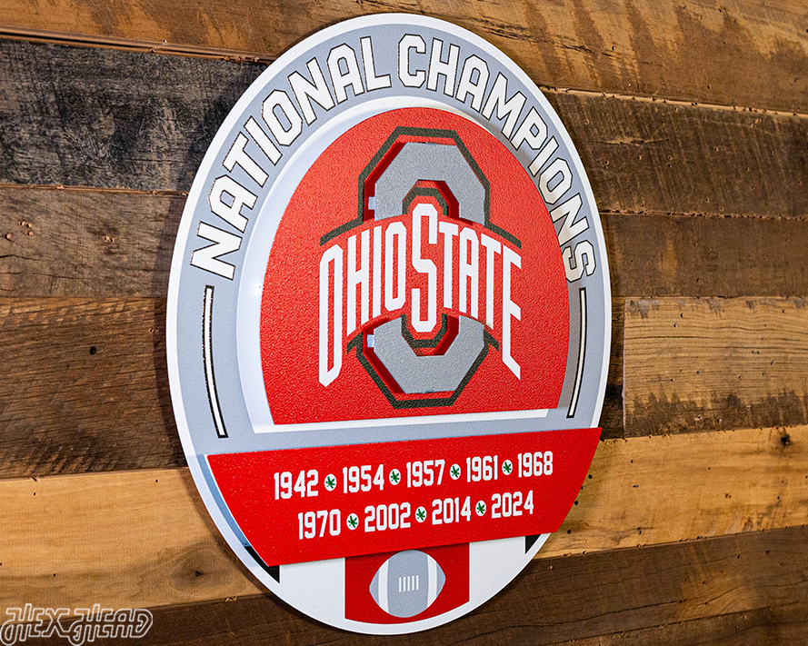 Ohio State Buckeyes DYNASTY - 2024 National Championship w/ Replaceable Icon Plate 3D Vintage Metal Wall Art