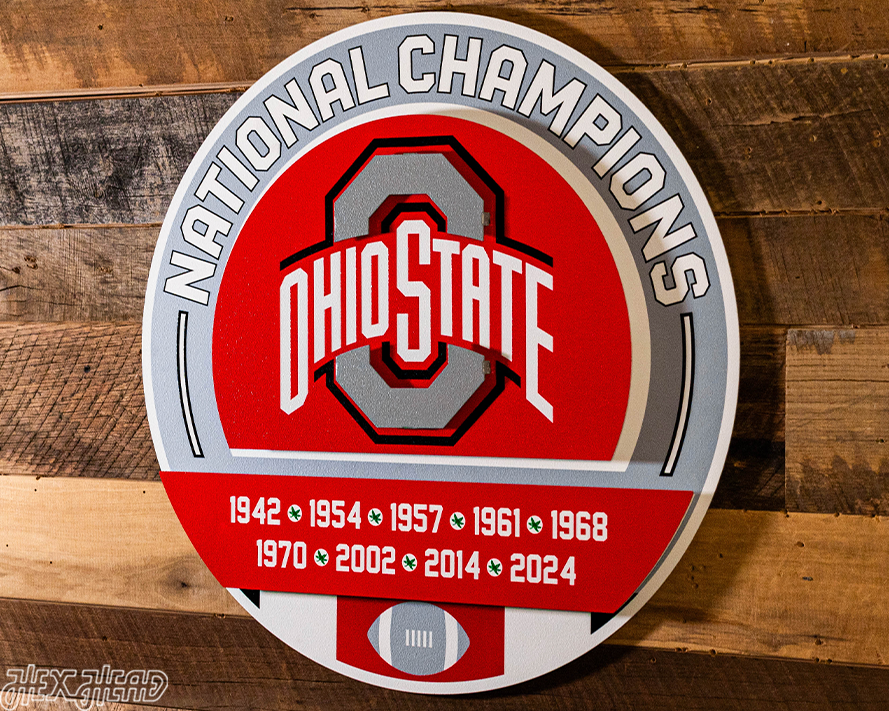 Ohio State Buckeyes DYNASTY - 2024 National Championship w/ Replaceable Icon Plate 3D Vintage Metal Wall Art