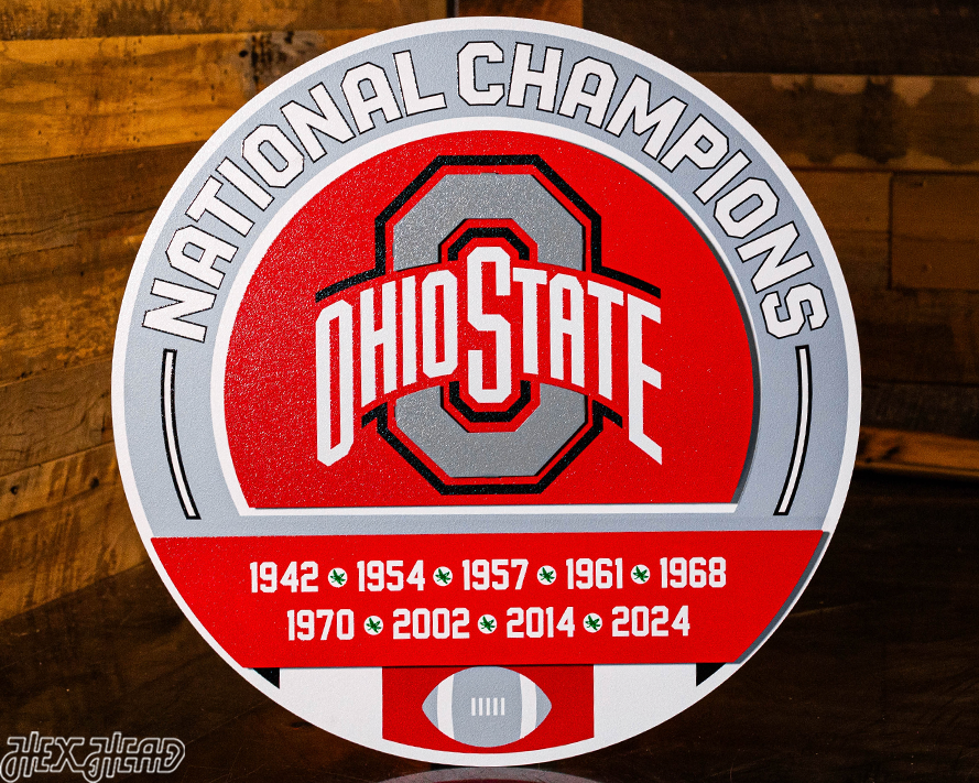 Ohio State Buckeyes DYNASTY - 2024 National Championship w/ Replaceable Icon Plate 3D Vintage Metal Wall Art