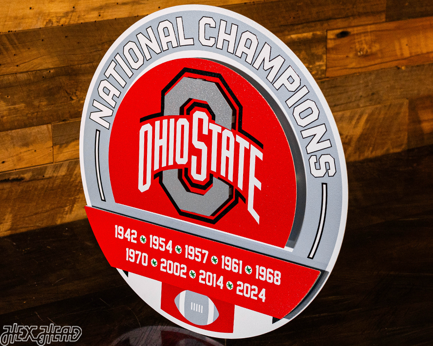 Ohio State Buckeyes DYNASTY - 2024 National Championship w/ Replaceable Icon Plate 3D Vintage Metal Wall Art