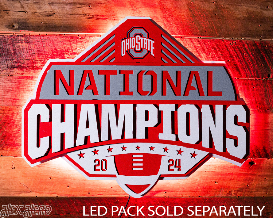 Ohio State Buckeyes OFFICIAL 2024 National Champions 3D Hand Painted Metal Wall Art