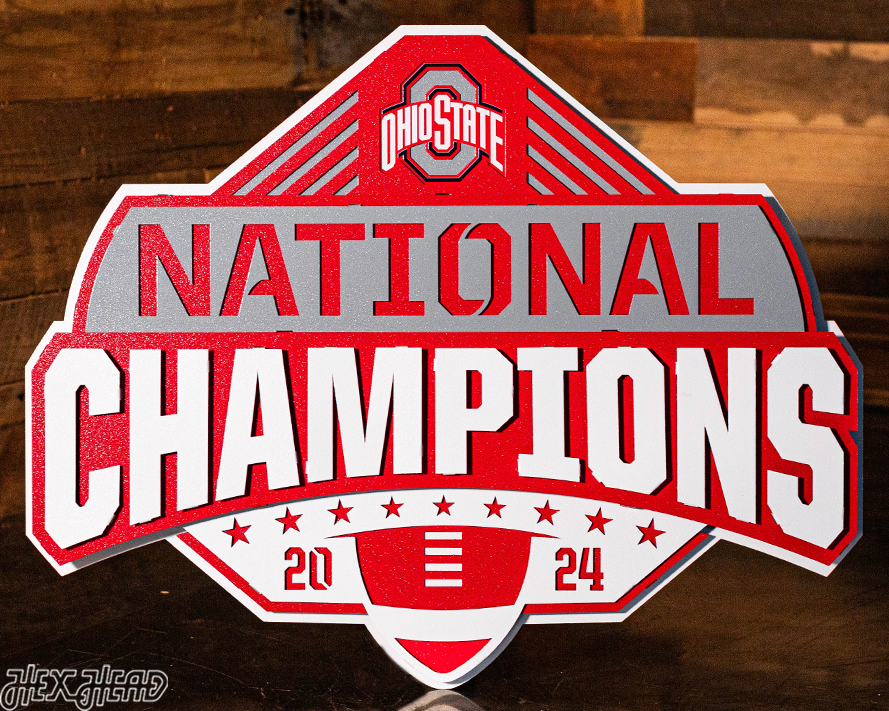 Ohio State Buckeyes OFFICIAL 2024 National Champions 3D Hand Painted Metal Wall Art